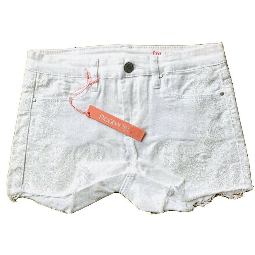 BLANK‎ NYC Cotton Embroidered Jean Shorts White Girl’s Size 12 NWT